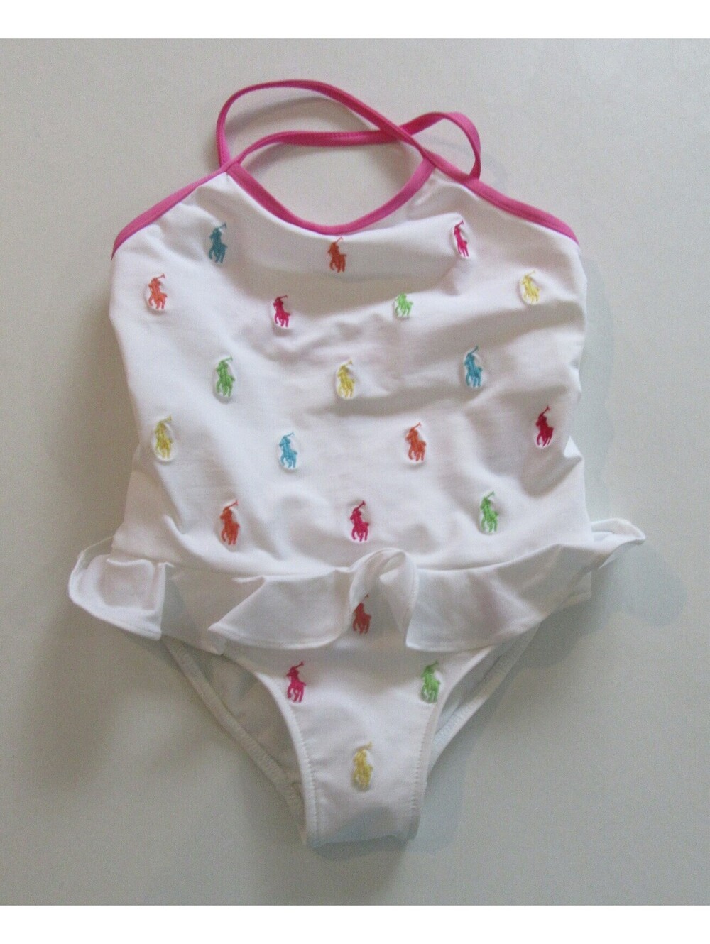 Polo Ralph Lauren Infant Girls One Pc. All Over Pony Swimsuit Bathing Suit 4T
